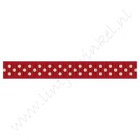 Ripsband Punkte 10mm - Rot Weiß