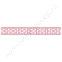 Ripsband Punkte 10mm - Rosa Weiß
