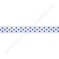 Ripsband Punkte 10mm - Weiß Dunkel Blau