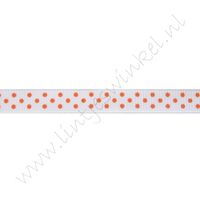 Ripsband Punkte 10mm - Weiß Orange