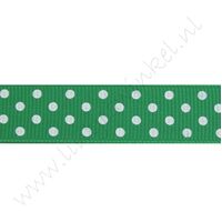 Ripsband Punkte 16mm - Grün Weiß