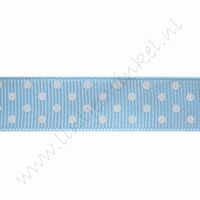 Ripsband Punkte 16mm - Hell Blau Weiß