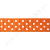 Ripsband Punkte 16mm - Orange Weiß