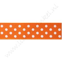 Ripsband Punkte 16mm - Orange Weiß