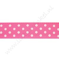 Ripsband Punkte 16mm - Pink Weiß