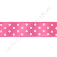 Ripsband Punkte 16mm - Pink Weiß