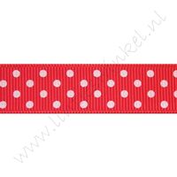Ripsband Punkte 16mm - Rot Weiß