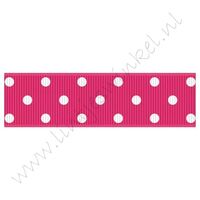 Ripsband Punkte 22mm - Hot Pink Weiß