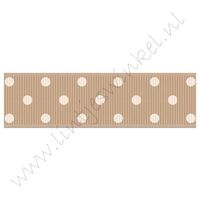 Ripsband Punkte 22mm - Hell Braun Weiß