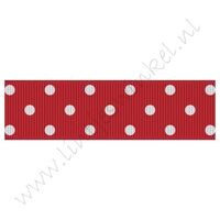 Ripsband Punkte 22mm - Rot Weiß