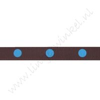 Ripsband Punkte Groß 10mm - Braun Aqua