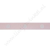 Ripsband Punkte Groß 10mm - Hell Rosa Weiß