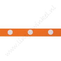Ripsband Punkte Groß 10mm - Orange Weiß