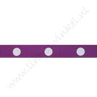 Ripsband Punkte Groß 10mm - Violett Weiß
