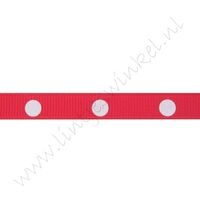Ripsband Punkte Groß 10mm - Rot Weiß