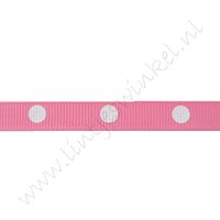 Ripsband Punkte Groß 10mm - Rosa Weiß