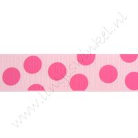 Ripsband Punkte Groß 25mm - Rosa Pink