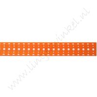 Ripsband Punkte Mix 10mm - Orange Weiß