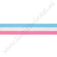 Ripsband Flagge 16mm -  Rosa Weiß Hell Blau