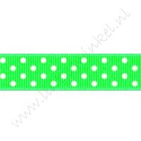 Ripsband Punkte 16mm - Lime Weiß