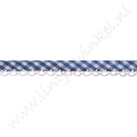 Schrägband Häkelborte 12mm - Karo Dunkel Blau