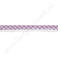 Schrägband Häkelborte 12mm - Karo Lavendel
