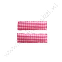 Haarspeldhoesjes Rechthoek 5cm - Ruit Pink (2 st.)