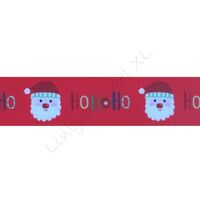 Ripsband Weihnachten 25mm -  Weihnachtsmann Rot Hohoho