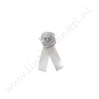 Satin Schleife 19x40mm - Rosette Silber Grau