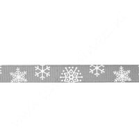 Ripsband Weihnachten 10mm - Schneeflocke Silber Grau