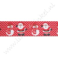 Ripsband Weihnachten 22mm - Weihnachtsmann Schneemann Rot