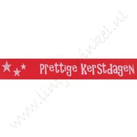 Satinband Weihnachten 16mm - Prettige Kerstdagen Rot