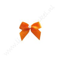 Satin Schleife 20x20mm (50 Stück) - Orange mit Perle