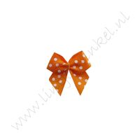 Satin Schleife 24x24mm - Punkt Orange Weiß