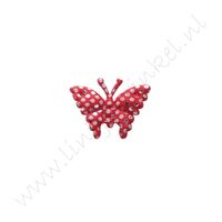 Schmetterling 20mm - Satin Silber Rot