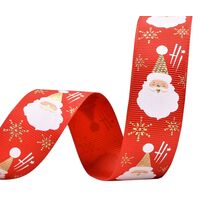 Ripsband Weihnachten 25mm - Weihnachtsmann Hi Rot Gold