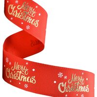 Ripsband Weihnachten 25mm - Merry Christmas Rot Gold