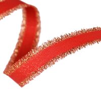 Franzenband Glanzrand 16mm - Ripsband Rot Gold (250)