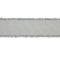 Franzenband Glanzrand 16mm - Ripsband Hell Grau Silber (007)