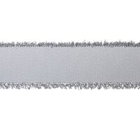 Franzenband Glanzrand 16mm - Ripsband Weiß Silber (029)