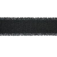Franzenband Glanzrand 16mm - Ripsband Schwarz Silber (030)