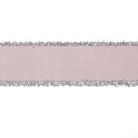 Franzenband Glanzrand 16mm - Ripsband Perlen Rosa Silber (123)