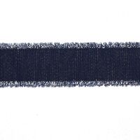 Franzenband Glanzrand 16mm - Ripsband Marine Silber (370)
