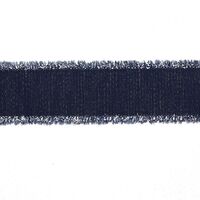 Franzenband Glanzrand 16mm - Ripsband Marine Silber (370)