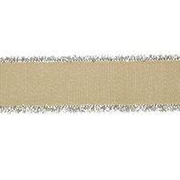 Franzenband Glanzrand 16mm - Ripsband Raw Silk Silber (826)