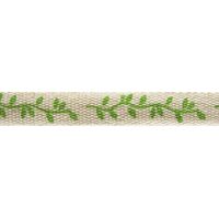 Baumwoll Band 10mm - Grüne Blätter