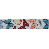 Ripsband Aufdruck 22mm - Schmetterlinge Weiß Mix