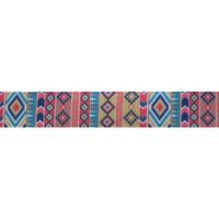 Ripsband Aufdruck 16mm - Azteken Tribal Motiv Türkis Rosa Braun