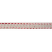 Köperband Sattelstich (100% Baumwolle) 10mm - Creme Rot