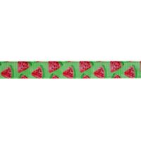 Ripsband Aufdruck 10mm - Melone Grün Rosa